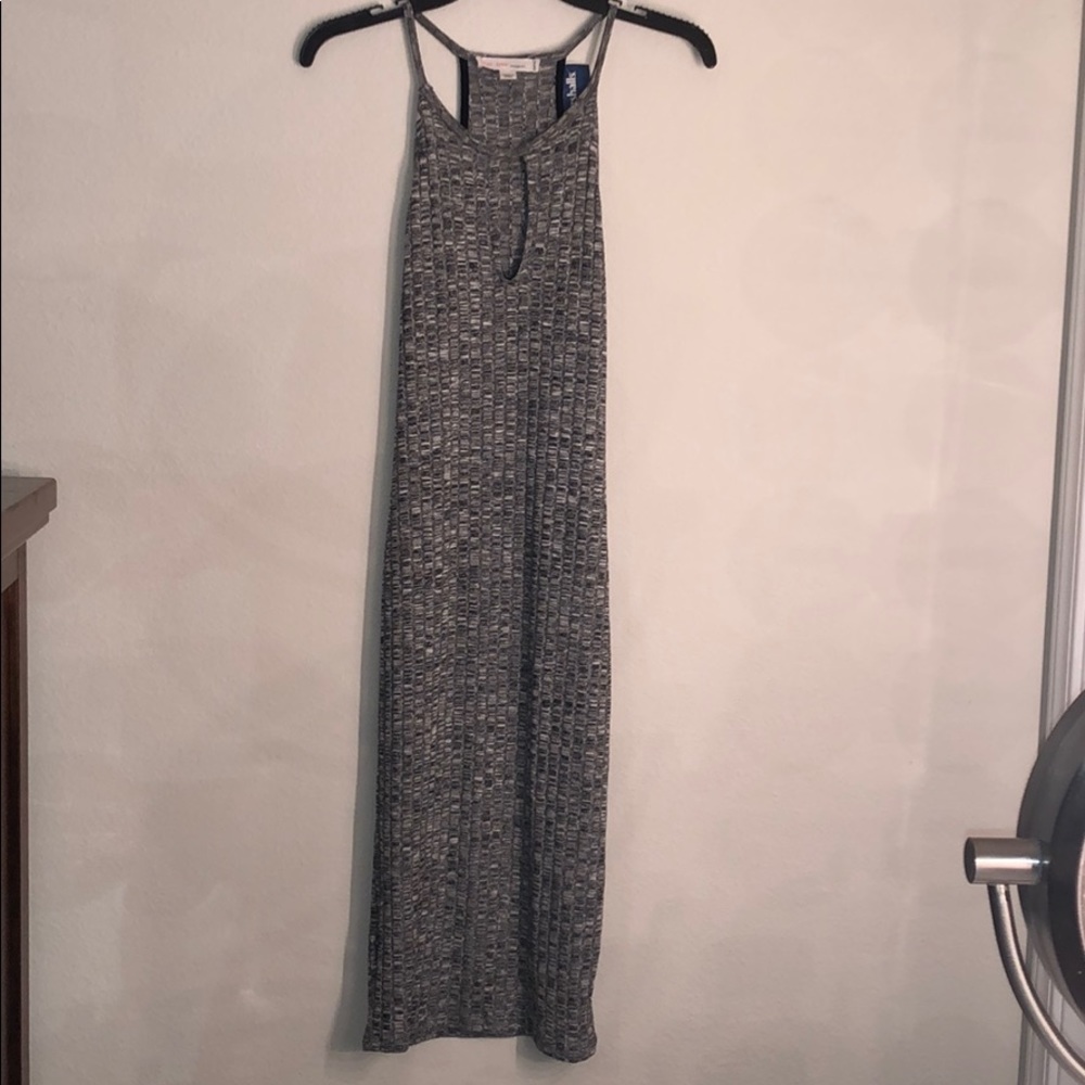 Black and white midi dress with peek a boo chest